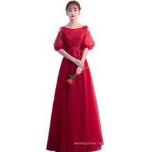 HQ165 Little Sexy Open Shoulder Women Gowns Design Frocks See through Sleeves O-neck Formal Red Evening Party Dress 2019